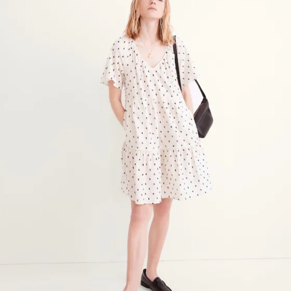Madewell Lorelei Mini Dress in Clip Dot  Polka Dot Short Sleeve Dress - Picture 1 of 11